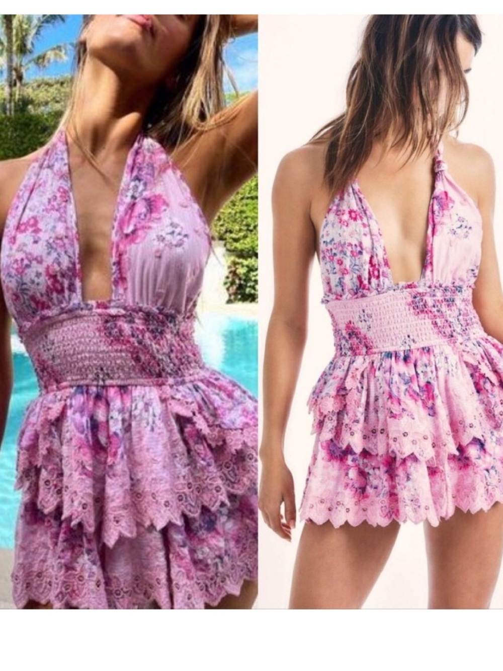 LoveShackFancy Deanna Halter Mini Dress